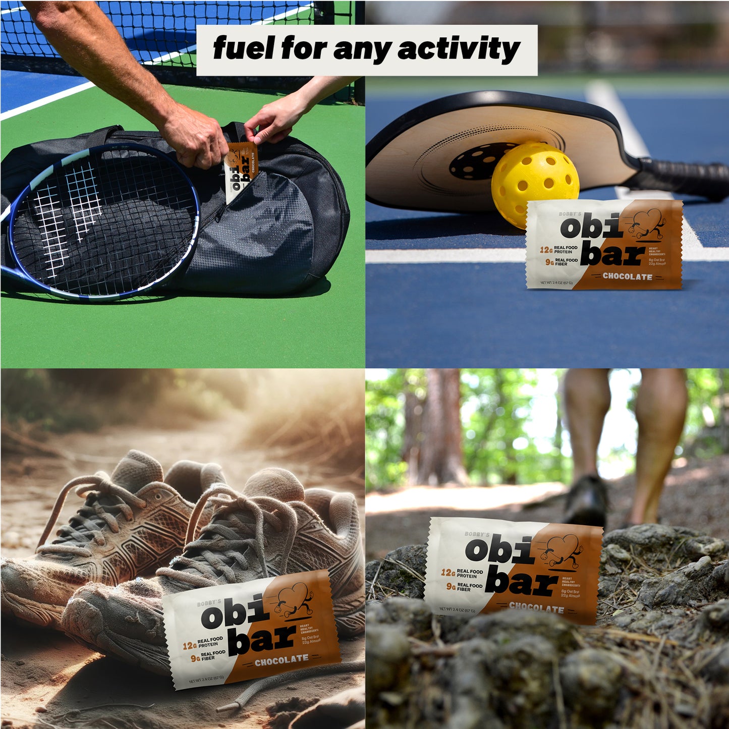 Obi Bar Chocolate Almond - Protein and Oat Fiber Bar | All-Natural | Sustained Energy | Lightly Sweet Taste | 100% Cocoa, Almond Chunks | MADE WITH AVOCADO OIL | Egg White Protein | Soy Free, Dairy Free, No Sugar Alcohol, No Seed Oils | 12 Pack